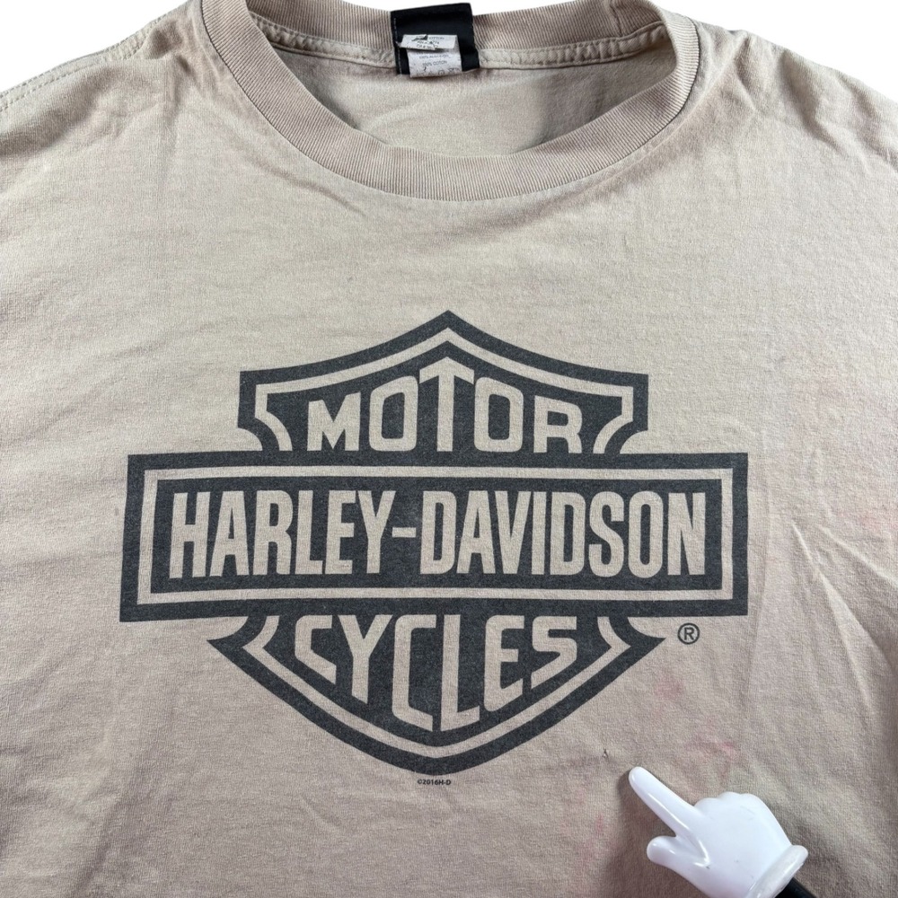 Harley Davidson Long Sleeve T-Shirt Mens Tan Laconia NH Graphic Logo 2016 L - Picture 4 of 10